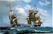 unknow artist Seascape, boats, ships and warships. 60 oil painting on canvas